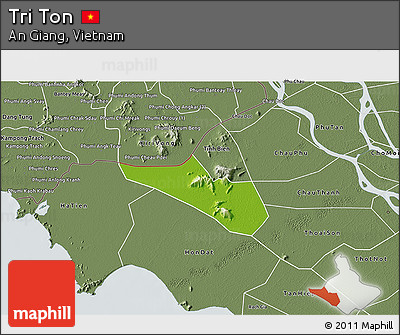 Physical 3D Map of Tri Ton, semi-desaturated