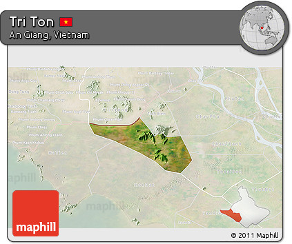 Satellite 3D Map of Tri Ton, lighten