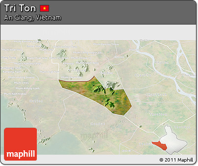 Satellite 3D Map of Tri Ton, lighten