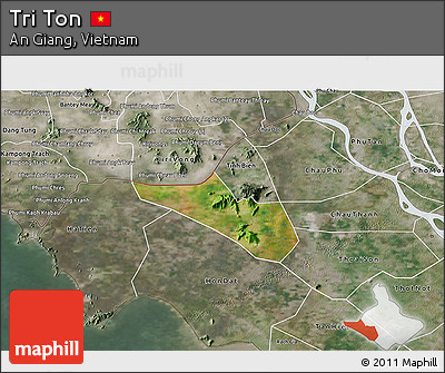 Satellite 3D Map of Tri Ton, semi-desaturated