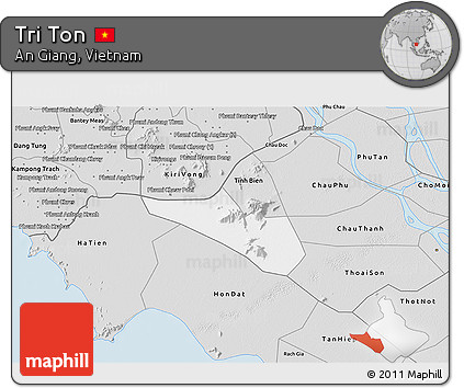 Silver Style 3D Map of Tri Ton