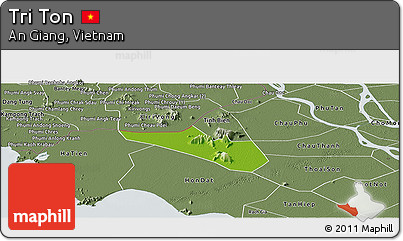 Physical Panoramic Map of Tri Ton, semi-desaturated