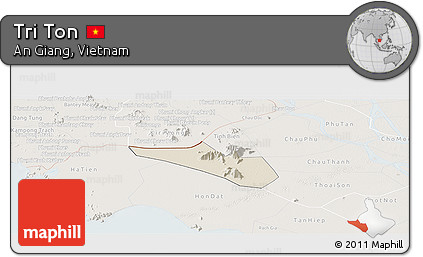 Shaded Relief Panoramic Map of Tri Ton, lighten