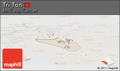 Shaded Relief Panoramic Map of Tri Ton, lighten