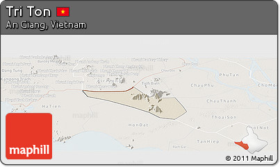 Shaded Relief Panoramic Map of Tri Ton, lighten