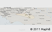 Shaded Relief Panoramic Map of Tri Ton, semi-desaturated