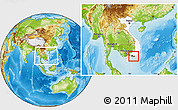Physical Location Map of Chau Thanh, highlighted country, highlighted parent region, within the entire country