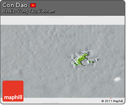 Physical 3D Map of Con Dao, darken, semi-desaturated