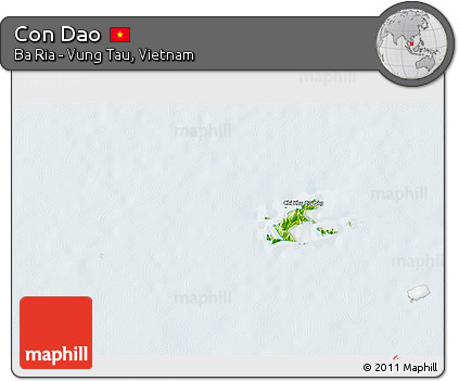 Physical 3D Map of Con Dao, lighten