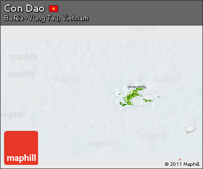 Physical 3D Map of Con Dao, lighten