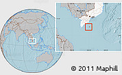 Gray Location Map of Con Dao, highlighted country, highlighted parent region, hill shading