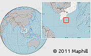 Gray Location Map of Con Dao, highlighted country, hill shading