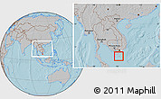 Gray Location Map of Con Dao, highlighted parent region, within the entire country, hill shading