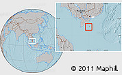 Gray Location Map of Con Dao, highlighted parent region, hill shading