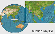 Satellite Location Map of Con Dao, within the entire country