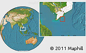 Satellite Location Map of Con Dao, highlighted country