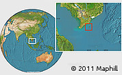 Satellite Location Map of Con Dao, highlighted parent region
