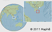 Savanna Style Location Map of Con Dao, highlighted parent region, hill shading