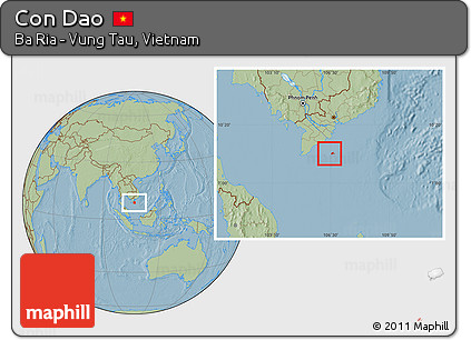 Savanna Style Location Map of Con Dao, hill shading