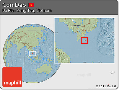 Savanna Style Location Map of Con Dao, hill shading