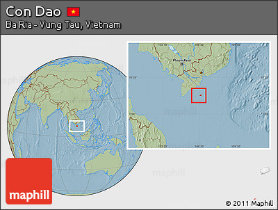 Savanna Style Location Map of Con Dao, hill shading