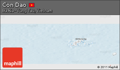Silver Style Panoramic Map of Con Dao, single color outside