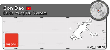 Silver Style Simple Map of Con Dao, cropped outside