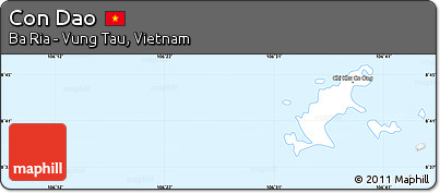Silver Style Simple Map of Con Dao, single color outside