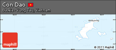 Silver Style Simple Map of Con Dao, single color outside