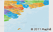 Political Shades Panoramic Map of Ba Ria - Vung Tau