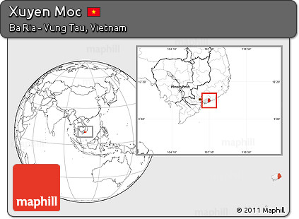 Blank Location Map of Xuyen Moc, highlighted parent region