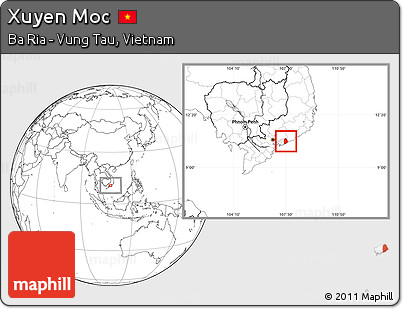 Blank Location Map of Xuyen Moc, highlighted parent region