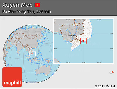 Gray Location Map of Xuyen Moc, highlighted country, highlighted parent region