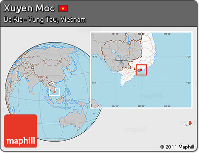 Gray Location Map of Xuyen Moc, highlighted country, highlighted parent region