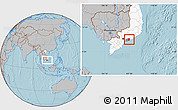 Gray Location Map of Xuyen Moc, highlighted country, highlighted parent region, hill shading