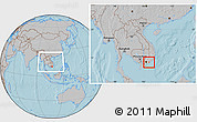 Gray Location Map of Xuyen Moc, highlighted parent region, within the entire country, hill shading