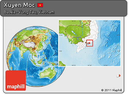 Physical Location Map of Xuyen Moc, highlighted country, highlighted parent region