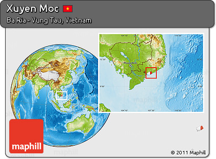Physical Location Map of Xuyen Moc, highlighted parent region
