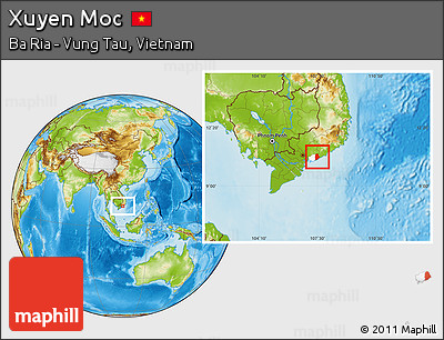 Physical Location Map of Xuyen Moc, highlighted parent region