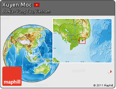 Physical Location Map of Xuyen Moc, highlighted parent region