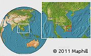 Satellite Location Map of Xuyen Moc, within the entire country