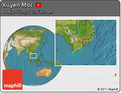Satellite Location Map of Xuyen Moc