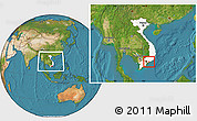 Satellite Location Map of Xuyen Moc, highlighted country, within the entire country