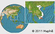 Satellite Location Map of Xuyen Moc, highlighted country, highlighted parent region, within the entire country