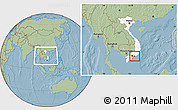 Savanna Style Location Map of Xuyen Moc, highlighted country, highlighted parent region, within the entire country, hill shading