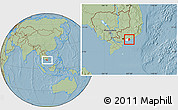 Savanna Style Location Map of Xuyen Moc, highlighted parent region, hill shading