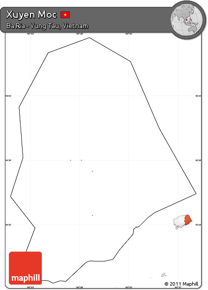 Blank Simple Map of Xuyen Moc, cropped outside, no labels