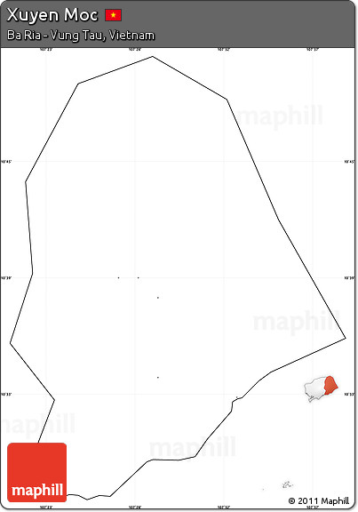 Blank Simple Map of Xuyen Moc, cropped outside, no labels
