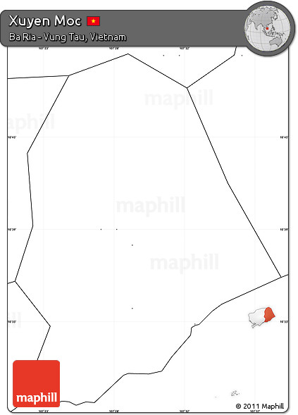 Blank Simple Map of Xuyen Moc, no labels