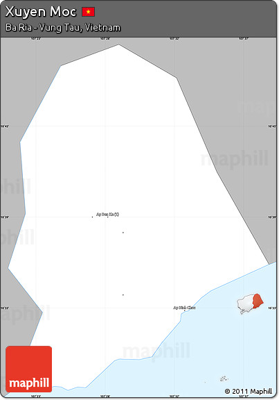 Gray Simple Map of Xuyen Moc, single color outside